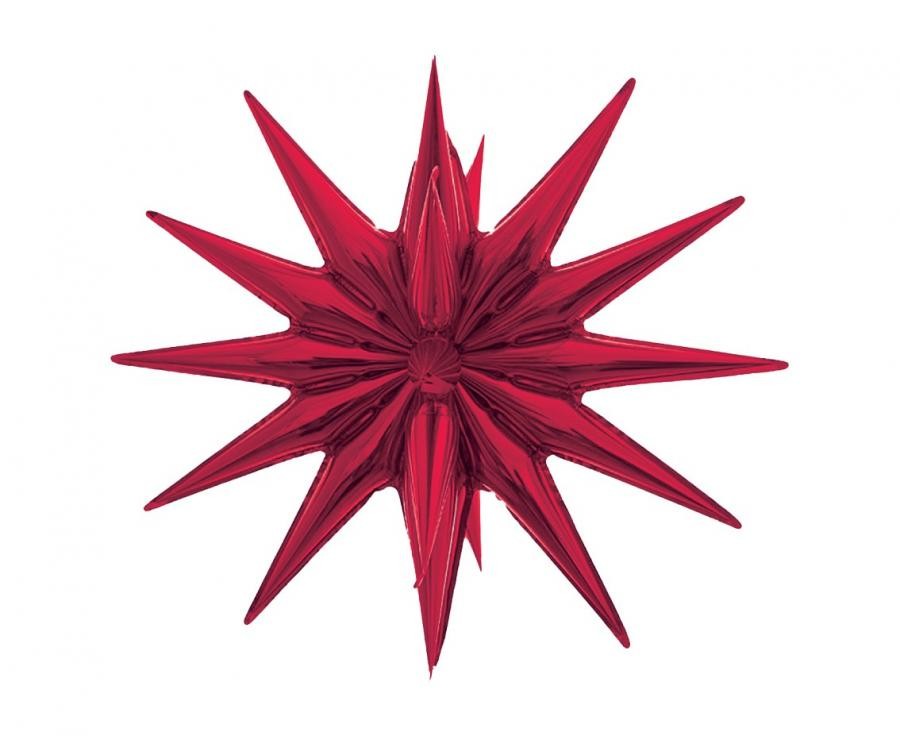 Фолиев балон - Звезда 3D - червено - 50 x 46 см