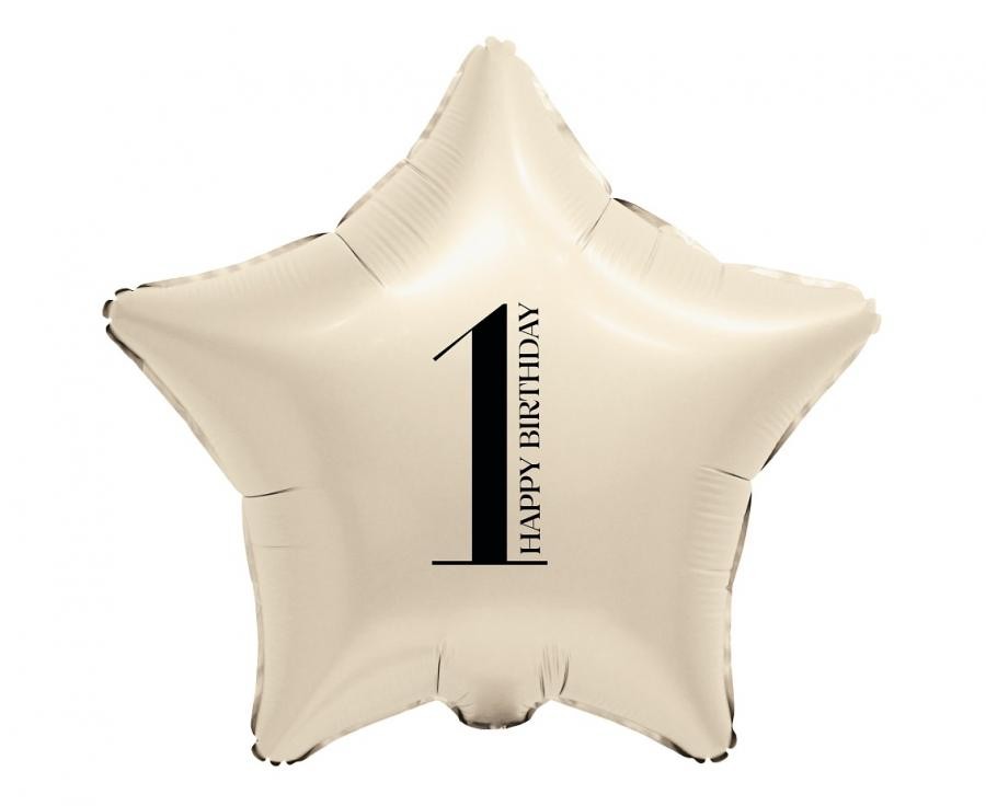 Фолиев балон - Звезда Цифра 1 - сатен крем - 18''/45см