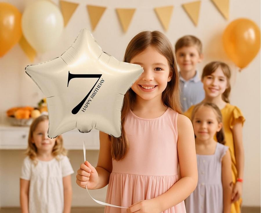 Фолиев балон - Звезда Цифра 7 - сатен крем - 18''/45см