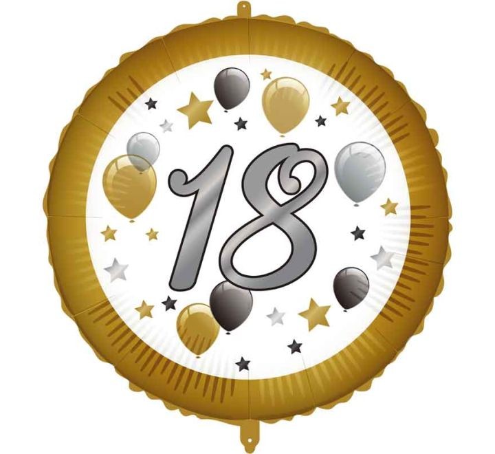 Фолиев балон - Кръг - злато и балони "18" - 18''/45 см