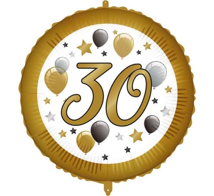 Фолиев балон - Кръг - злато и балони - "30" - 18''/45 см