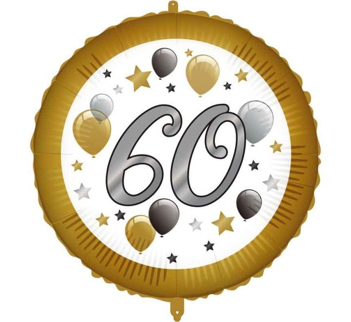 Фолиев балон - Кръг - злато и балони - "60" - 18''/45 см