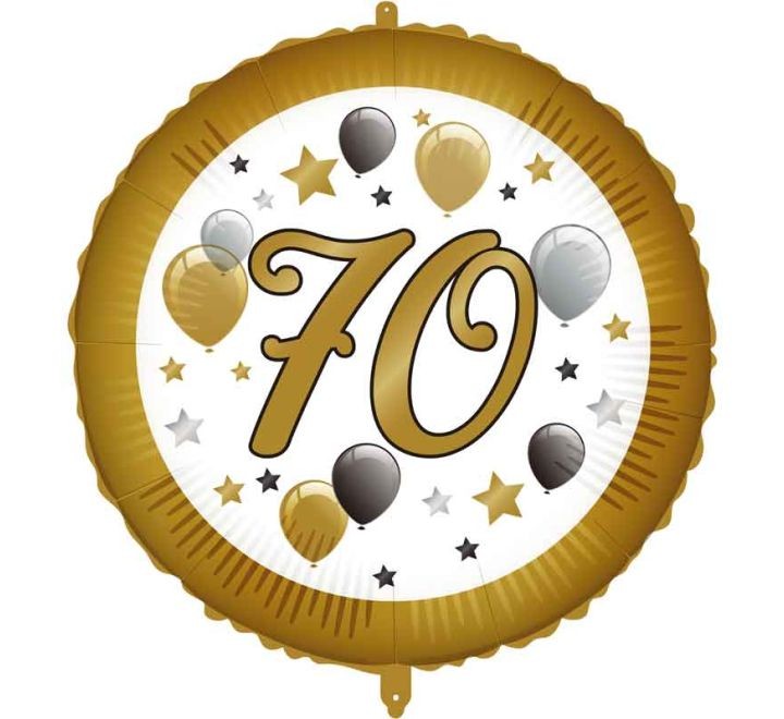 Фолиев балон - Кръг - злато и балони - "70" - 18''/45 см