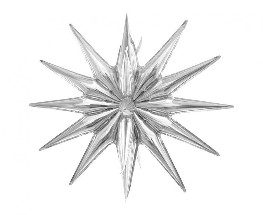 Фолиев балон - Звезда 3D - сребро - 50 x 46 см